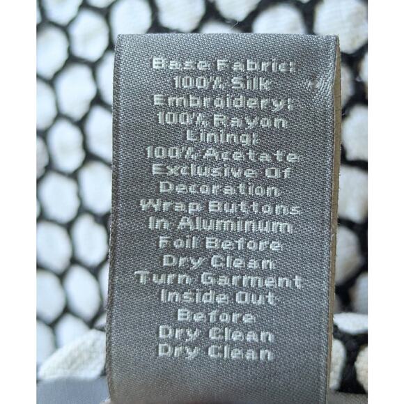 ANN TAYLOR Crop Swing Blazer 2 White Black Silk Embroidered Honeycomb Pattern - Picture 10 of 11